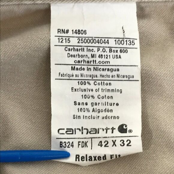 Carhartt Relaxed Fit Utility Work Pant Men's Size 42x32 Khaki 100% Cotton Twill - Picture 10 of 11